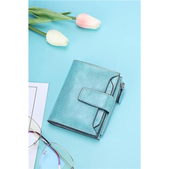 New Small Compact Women Wallet RFID Blocking Genuine Leather Bifold Purse - Picture 6 of 6